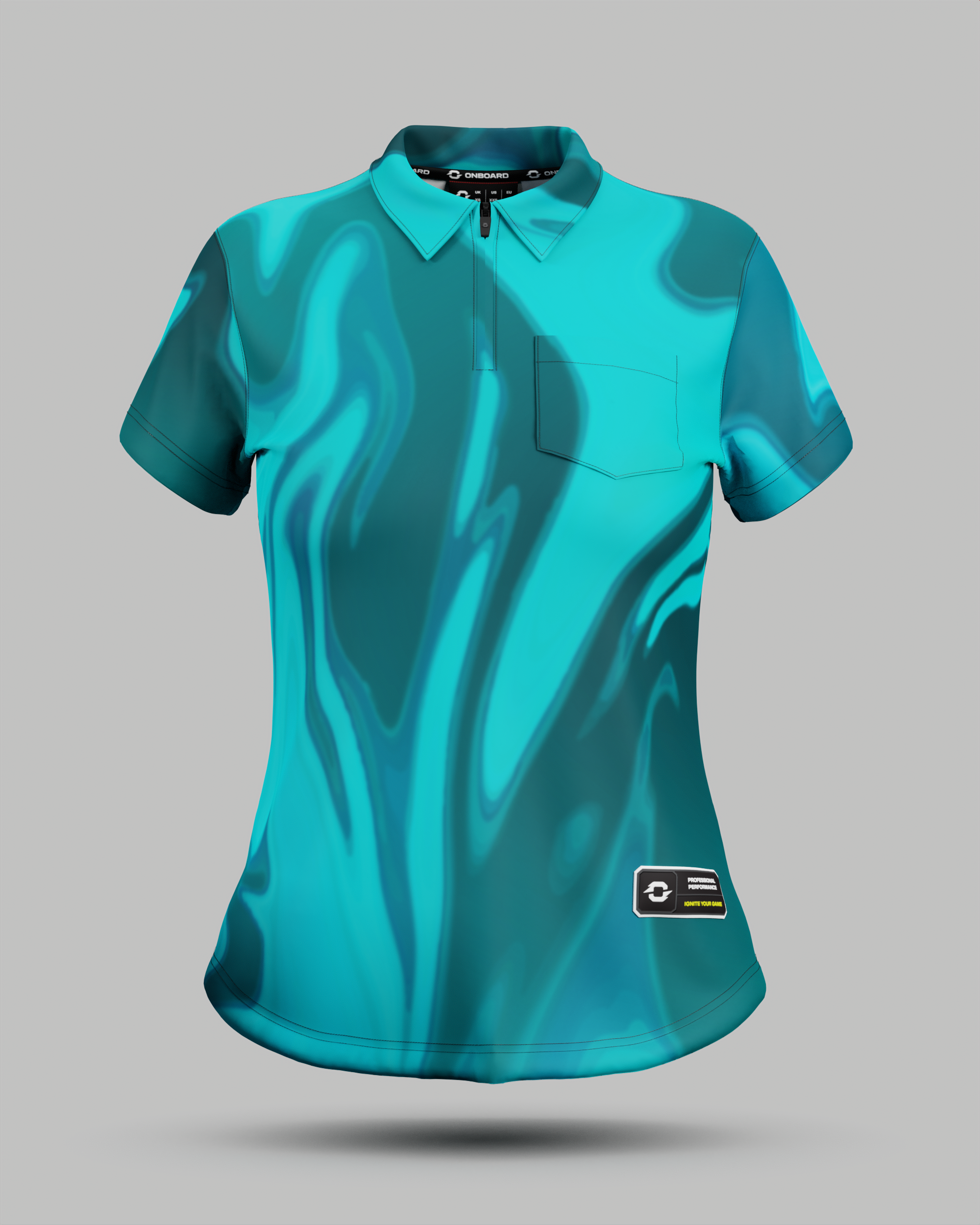 Womens Wave 1/4 Zip Polo Collar Jersey With Pocket