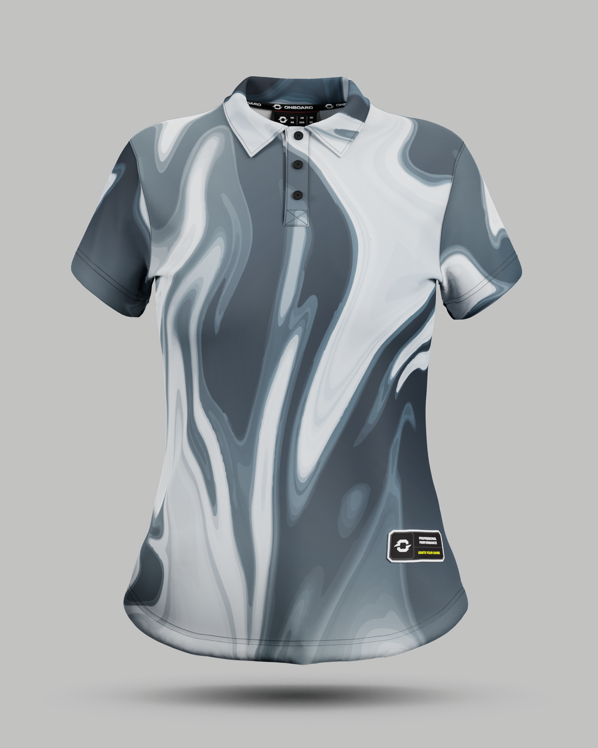 Womens Wave 3 Button Polo Collar Jersey