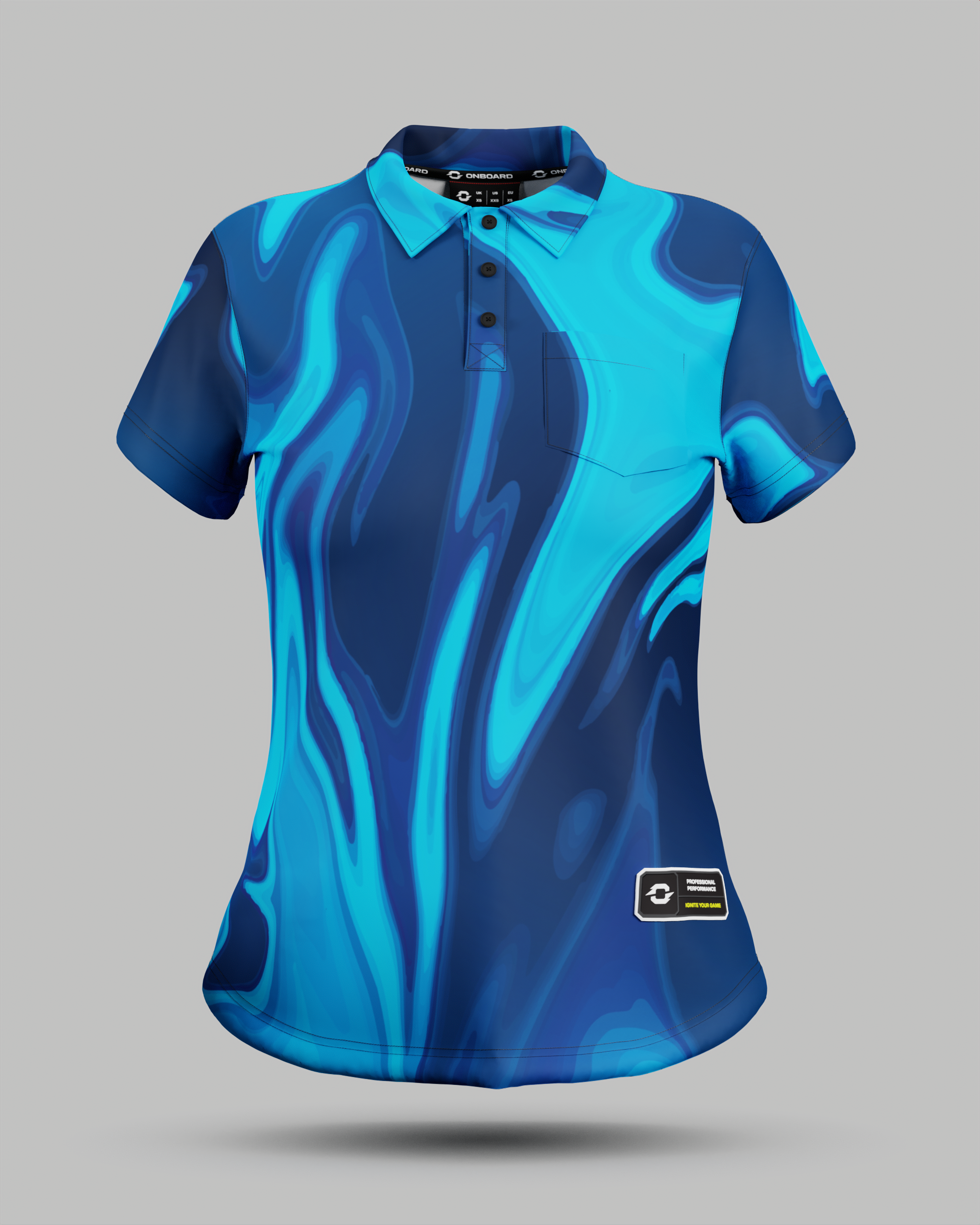 Womens Wave 3 Button Polo Collar Jersey With Pocket