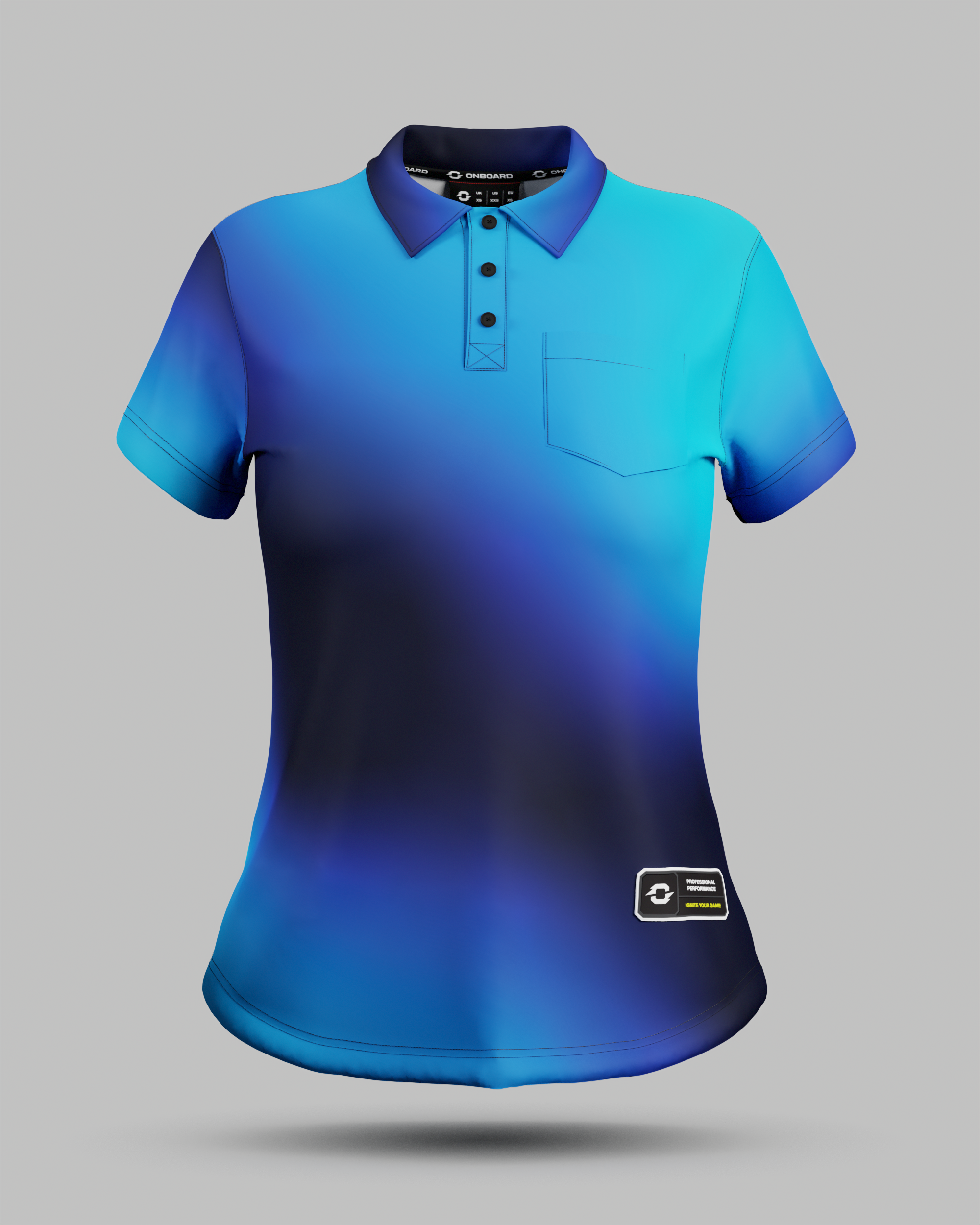 Womens Aura 3 Button Polo Collar Jersey