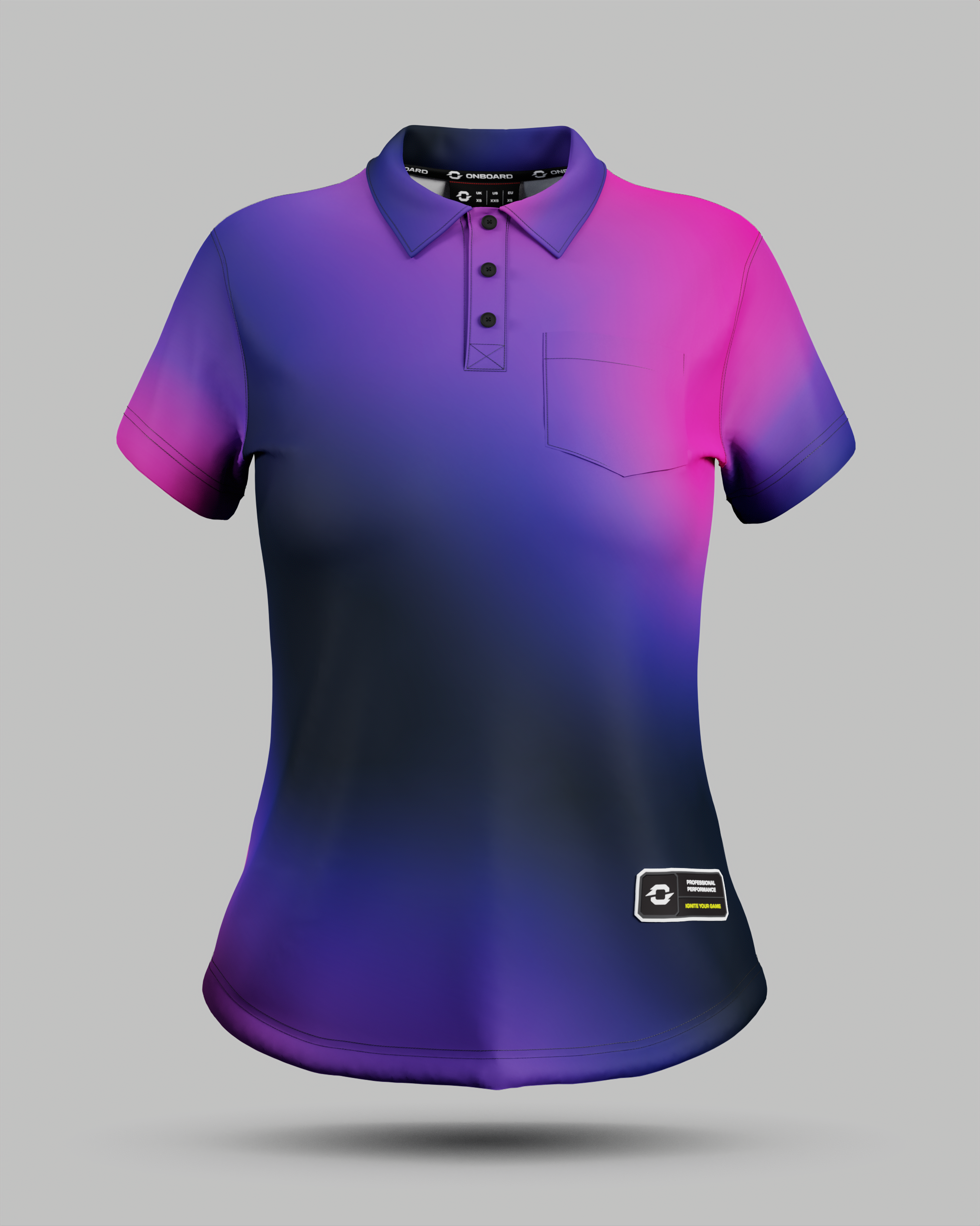 Womens Aura 3 Button Polo Collar Jersey