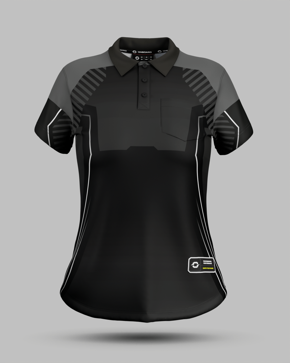 Womens Onyx 3 Button Polo Collar Jersey With Pocket - Onboard Sportswear