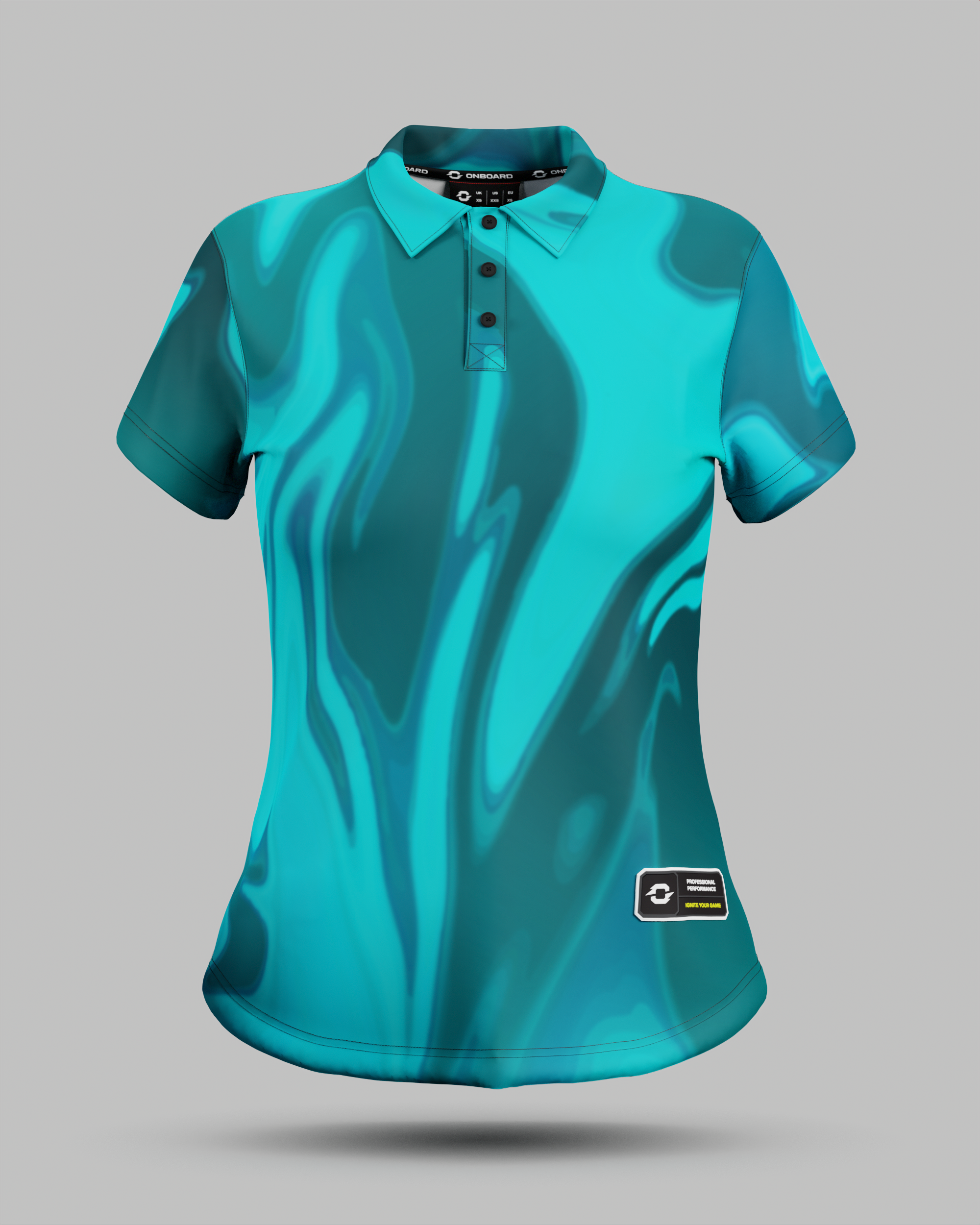 Womens Wave 3 Button Polo Collar Jersey